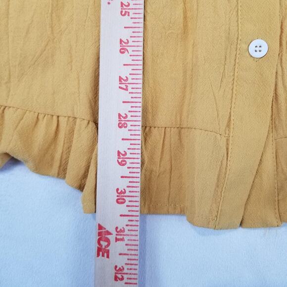 Blouse Womens 2XL Yellow NWT Button Front Ruffle Hem Flowy Short Sleeve Top - Picture 6 of 10